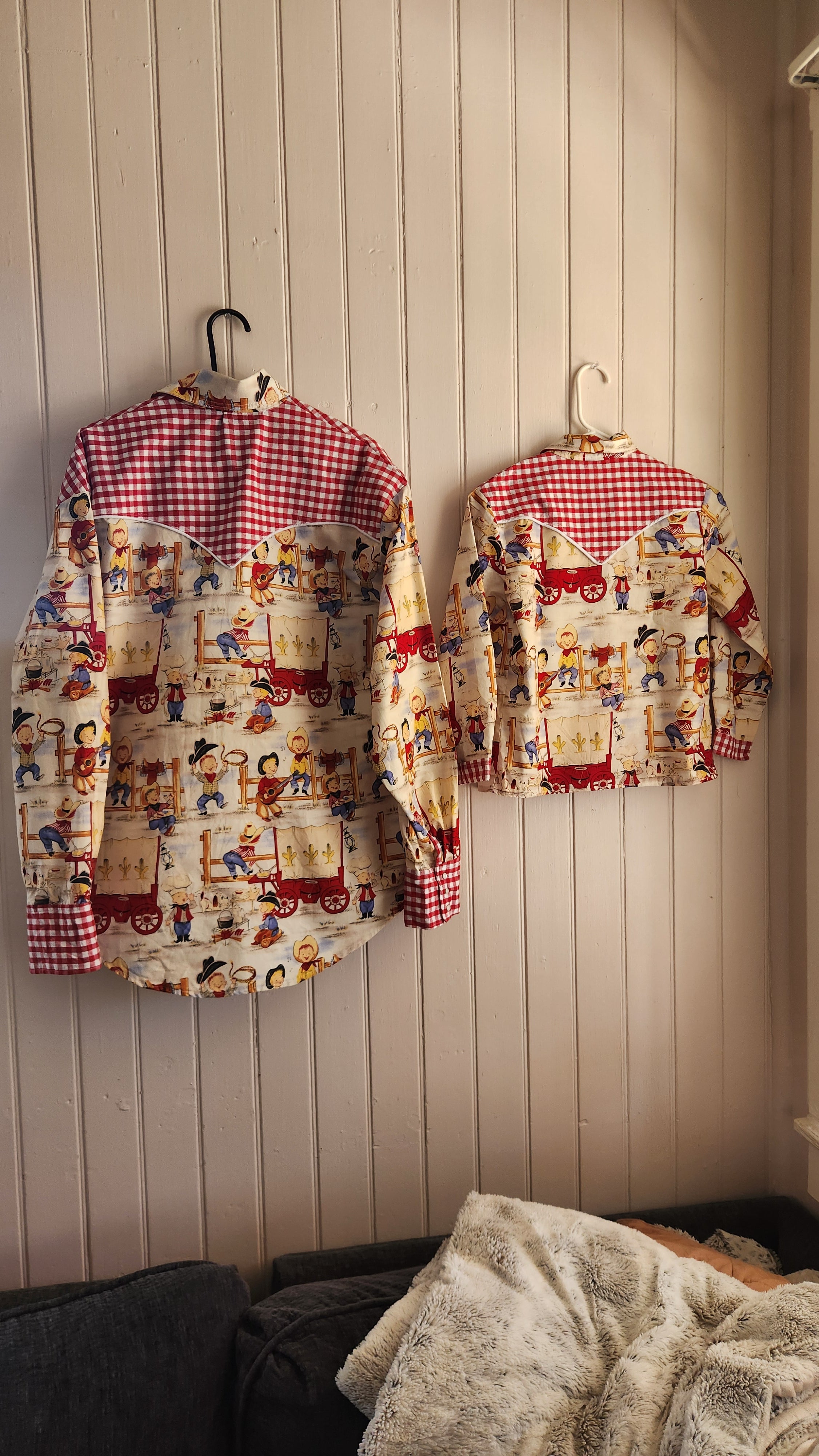 Unique, super fun Dad and child matching western shirts. Adult size Large and child size Large